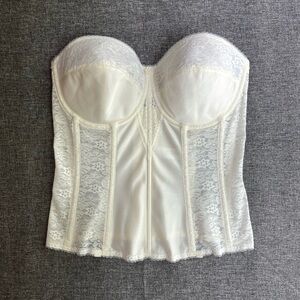 NWOT Dominque Lace Strapless Longline Bridal Bra Corset Ivory